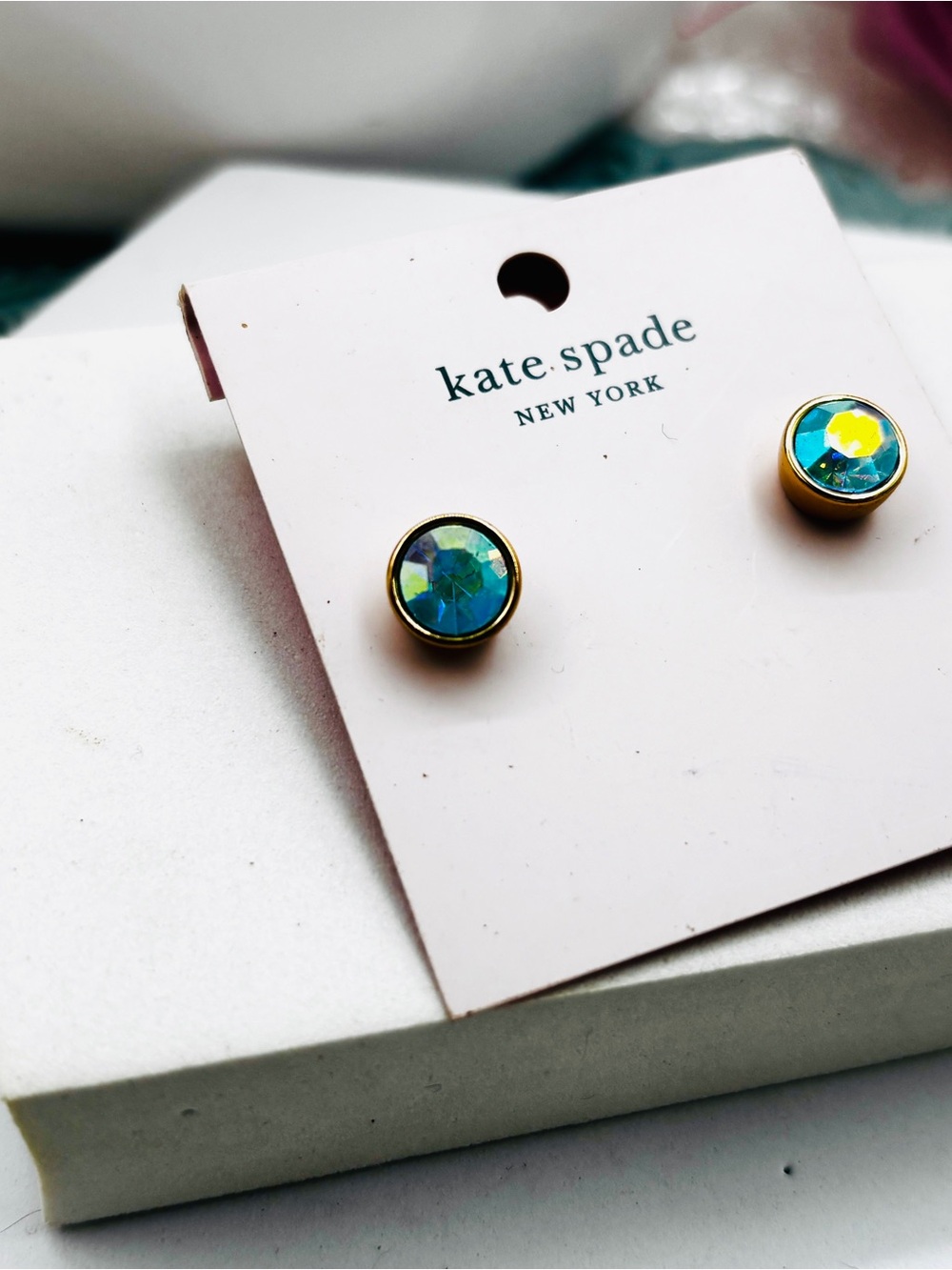 kate spade new york vintage Gold Plated Small crystal Stud Earrings